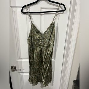 Zara Satin Green Paisley Dress; gently used